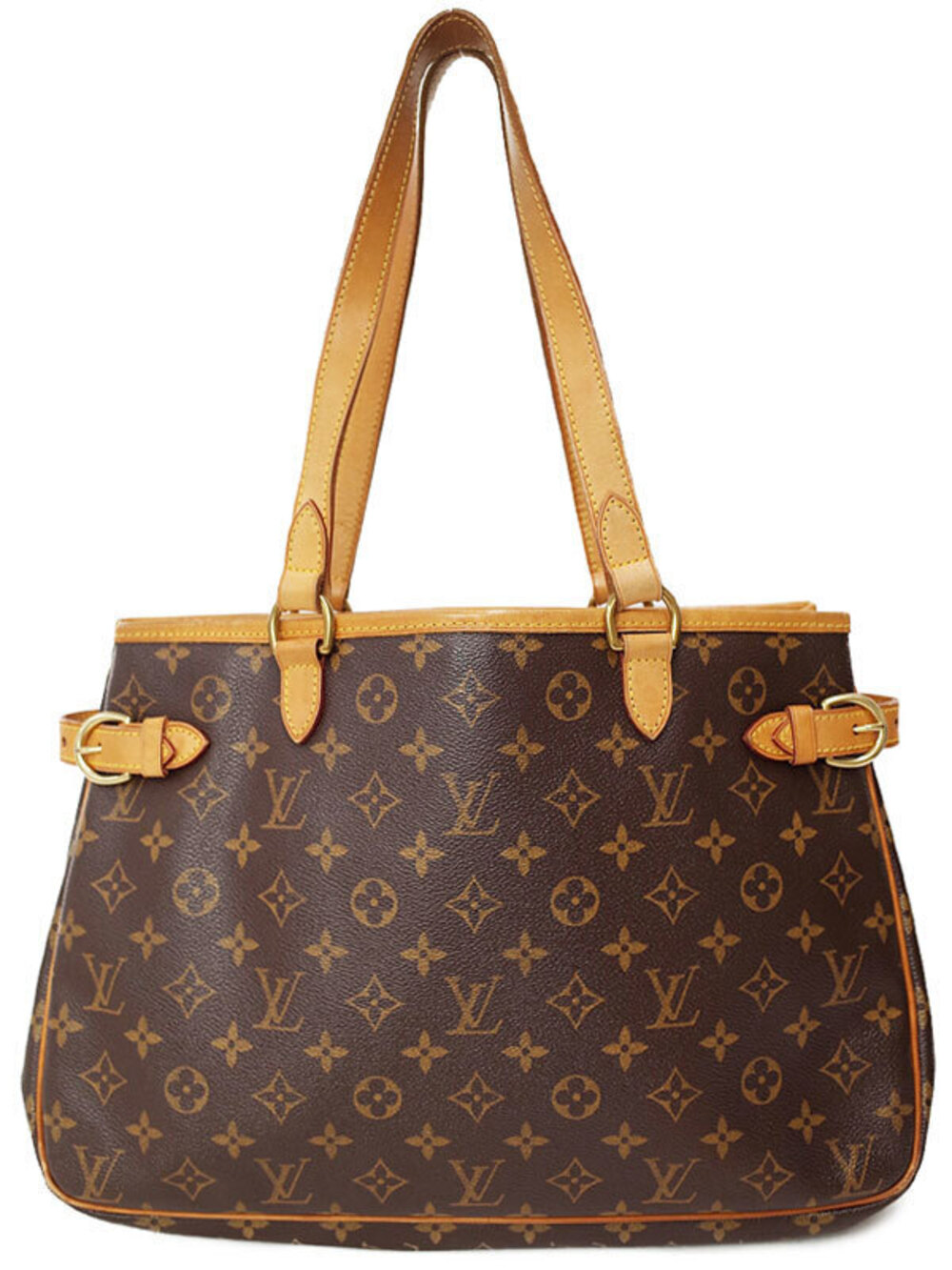 Louis Vuitton Monogram Batignolles Horizontal Shoulder Bag Canvas Leather Brown